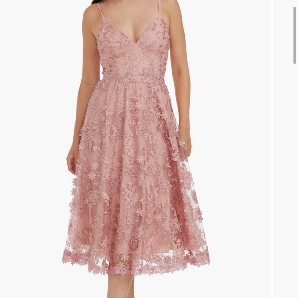 Dress the Population Blush Floral Lace A-Line Skirt